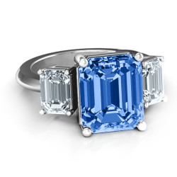 Personalised Emerald Cut Trinity Ring - Handcrafted By Name My Rings™