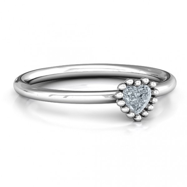 Personalised Encircled Prong Heart Ring - Handcrafted By Name My Rings™