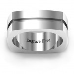 Personalised Fissure Grooved Squareshaped Men's Ring - Handcrafted By Name My Rings™
