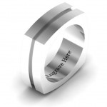 Personalised Fissure Grooved Squareshaped Men's Ring - Handcrafted By Name My Rings™