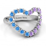 Personalised Floating Heart with Stones Ring - Handcrafted By Name My Rings™