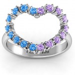 Personalised Floating Heart with Stones Ring - Handcrafted By Name My Rings™