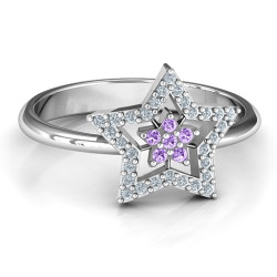Personalised Floating Star with Halo Ring - Handcrafted By Name My Rings™