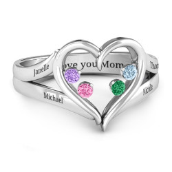 Personalised Forever In My Heart Birthstone Ring - Handcrafted By Name My Rings™
