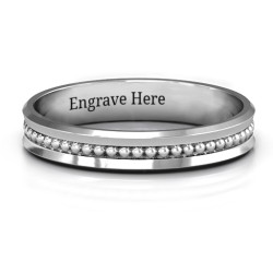 Personalised Forge Beaded Groove Bevelled Women's Ring - Handcrafted By Name My Rings™