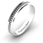 Personalised Forge Beaded Groove Bevelled Women's Ring - Handcrafted By Name My Rings™