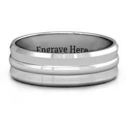 Personalised Forge Bevelled and Banded Men's Ring - Handcrafted By Name My Rings™