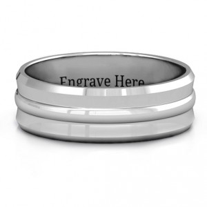 Personalised Forge Bevelled and Banded Men's Ring - Handcrafted By Name My Rings™