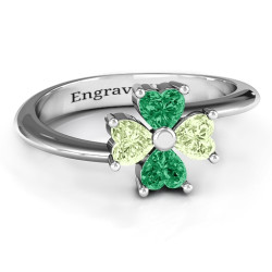 Personalised Four Heart Clover Ring - Handcrafted By Name My Rings™