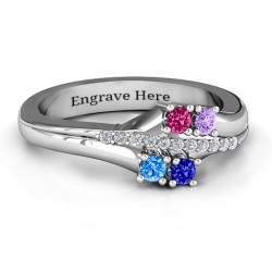 Personalised Four Stone Ring with Accents - Handcrafted By Name My Rings™