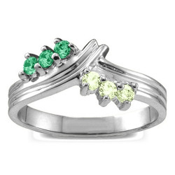 Personalised Grooved Collage 38 Stones Ring - Handcrafted By Name My Rings™