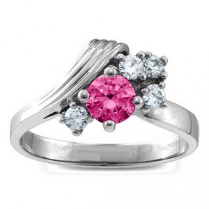 Personalised Grooved Wave 29 Gemstones Ring - Handcrafted By Name My Rings™