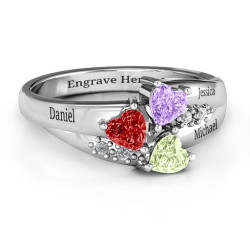 Personalised Heart Cluster Ring with Accents - Handcrafted By Name My Rings™