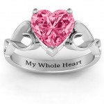 Personalised Heart Shaped Stone with Interwoven Heart Infinity Band Ring - Handcrafted By Name My Rings™