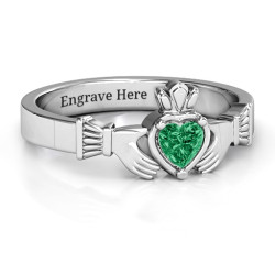 Personalised Heart Stone Claddagh Ring - Handcrafted By Name My Rings™