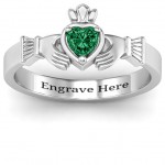 Personalised Heart Stone Claddagh Ring - Handcrafted By Name My Rings™