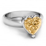 Personalised Heart Stone in a Double Gallery Setting Ring - Handcrafted By Name My Rings™