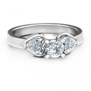 Personalised Hearts and Stones Solitaire Ring - Handcrafted By Name My Rings™