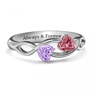 Personalised Heavenly Hearts Ring with Heart Gemstones - Handcrafted By Name My Rings™