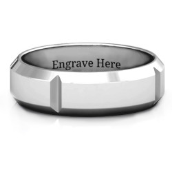 Personalised Hercules Quad Bevelled and Grooved Men's Ring - Handcrafted By Name My Rings™