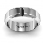 Personalised Hercules Quad Bevelled and Grooved Men's Ring - Handcrafted By Name My Rings™