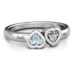 Personalised Inverted Kissing Hearts Ring - Handcrafted By Name My Rings™