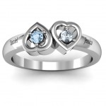 Personalised Inverted Kissing Hearts Ring - Handcrafted By Name My Rings™