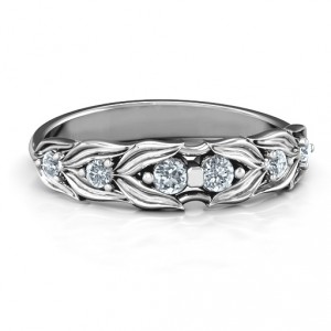 Personalised Leaves of Love 6 Stone Ring - Handcrafted By Name My Rings™