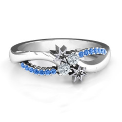 Personalised Light Up My Life Infinity Ring with Accent Stones - Handcrafted By Name My Rings™