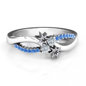 Personalised Light Up My Life Infinity Ring with Accent Stones - Handcrafted By Name My Rings™