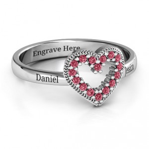 Personalised Love Story Heart Accent Ring - Handcrafted By Name My Rings™