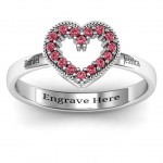Personalised Love Story Heart Accent Ring - Handcrafted By Name My Rings™