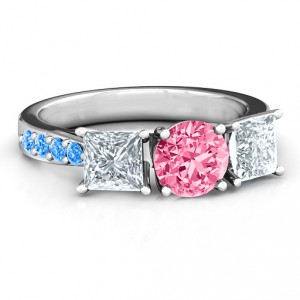 Personalised Majestic Three Stone Eternity with Twin Accents Ring - Handcrafted By Name My Rings™