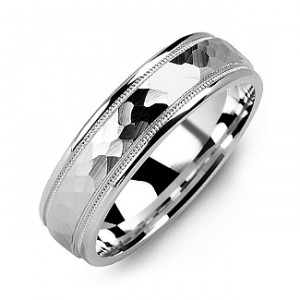 Personalised Matte HammerCut Men's Ring with Milgrain Detail - Handcrafted By Name My Rings™