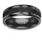 Personalised Men's Black Nightfall Ceramic Ring - Handcrafted By Name My Rings™