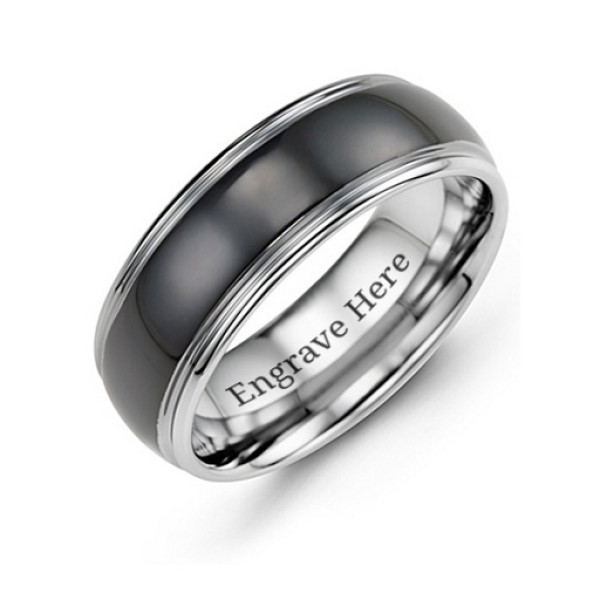 Personalised Men's Black Tungsten Ring - Handcrafted By Name My Rings™