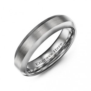 Personalised Men's Brushed Centre Polished Tungsten Ring - Handcrafted By Name My Rings™