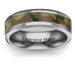 Personalised Men's Camouflage Tungsten Ring - Handcrafted By Name My Rings™
