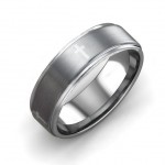 Personalised Men's Cross and Brushed Centre Tungsten Ring - Handcrafted By Name My Rings™