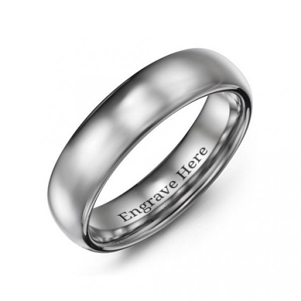 Personalised Men's Polished Tungsten Dome 6mm Ring - Handcrafted By Name My Rings™