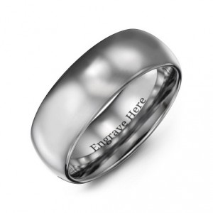 Personalised Men's Polished Tungsten Dome 8mm Ring - Handcrafted By Name My Rings™