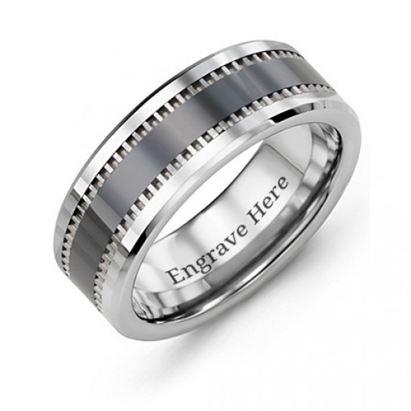 Personalised Men's Trail Tungsten Ring - Handcrafted By Name My Rings™