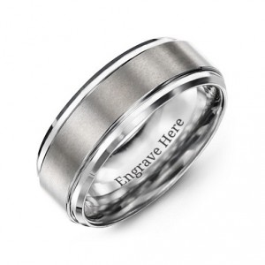 Personalised Men's Tungsten Brushed Centre Ring - Handcrafted By Name My Rings™
