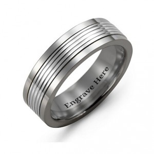Personalised Men's Tungsten Inlay Band Ring - Handcrafted By Name My Rings™