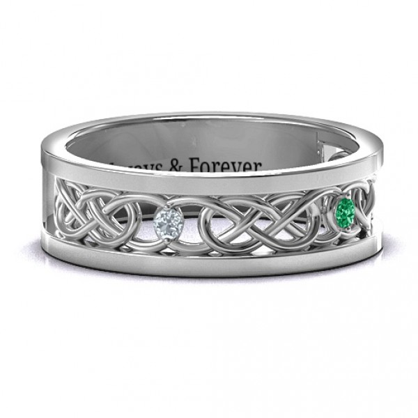 Personalised Men's TwoStone Interwoven Infinity Band - Handcrafted By Name My Rings™