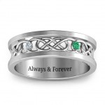 Personalised Men's TwoStone Interwoven Infinity Band - Handcrafted By Name My Rings™