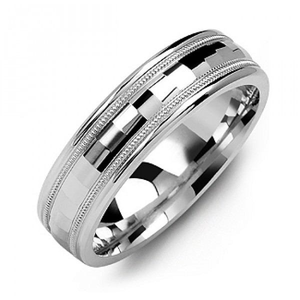 Personalised Milgrain Men's Ring with BaguetteCut Centre - Handcrafted By Name My Rings™