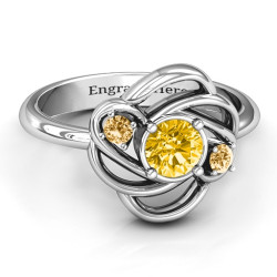 Personalised Multi Stone Love Knot Ring - Handcrafted By Name My Rings™