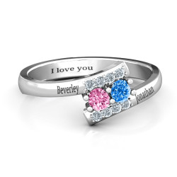Personalised Must Be Love Two Stone Ring - Handcrafted By Name My Rings™