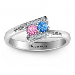 Personalised Must Be Love Two Stone Ring - Handcrafted By Name My Rings™